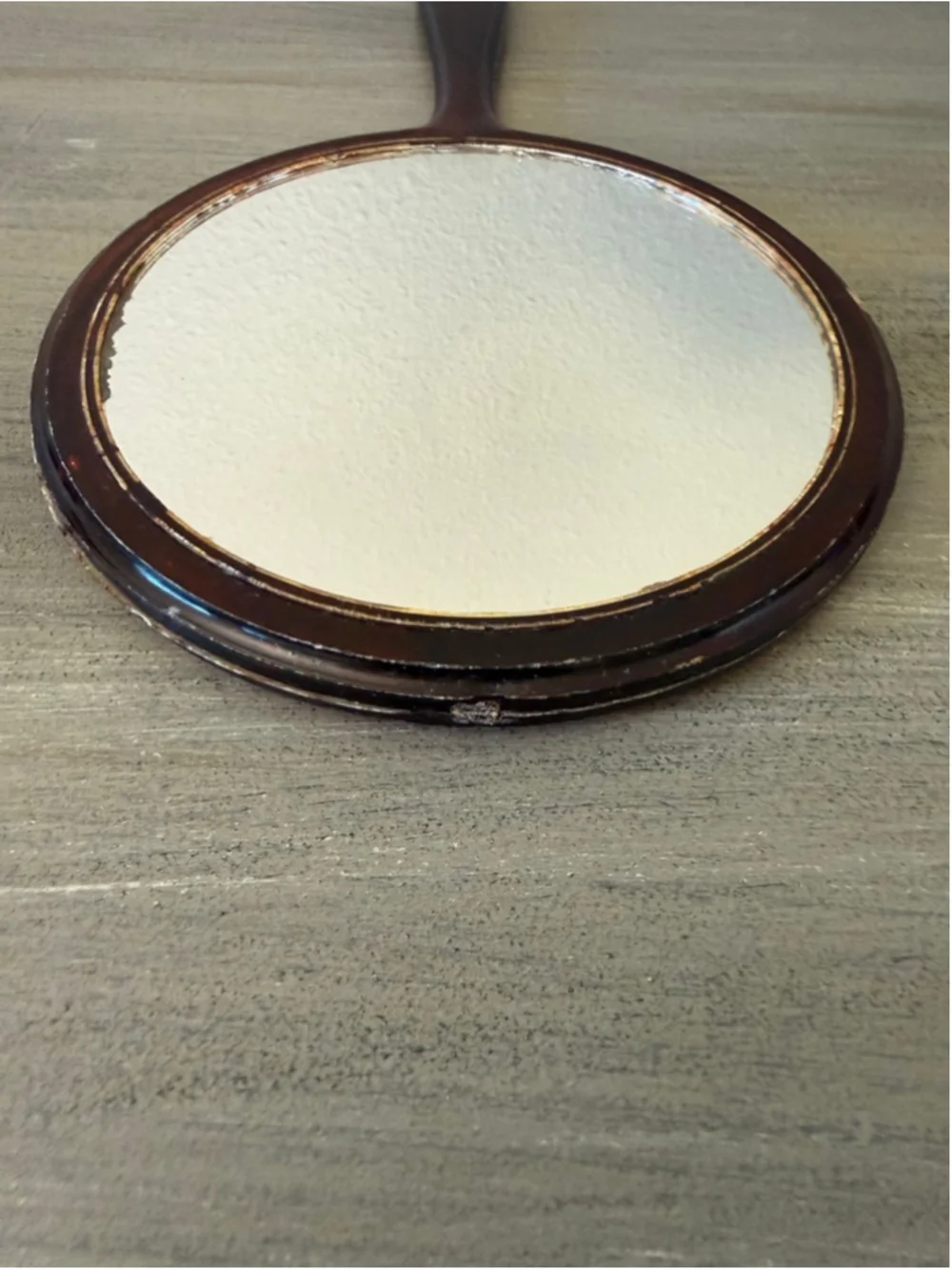 Vintage Brown Bakelite Hand Mirror 12